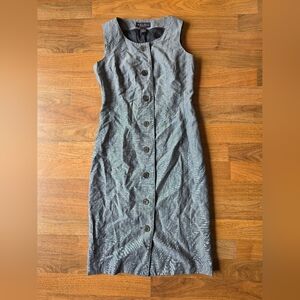 Brooks Brothers Charcoal Button-Down Wool and Linen Dress